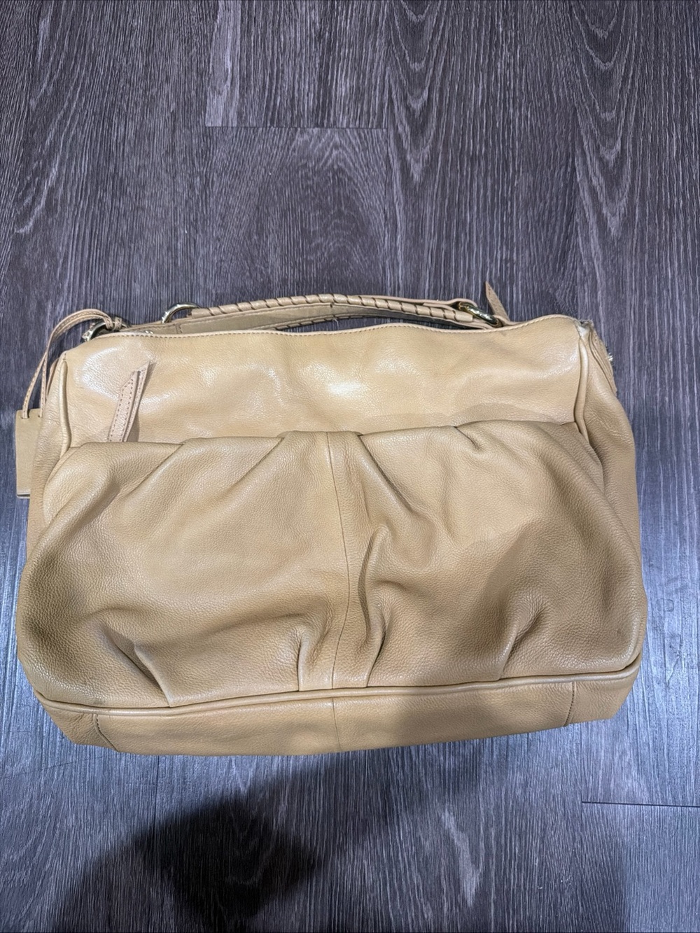 LA VICTOIRE LEATHER SHOULDER BAG BeigeTUMBLED PURSE SUPER SOFT